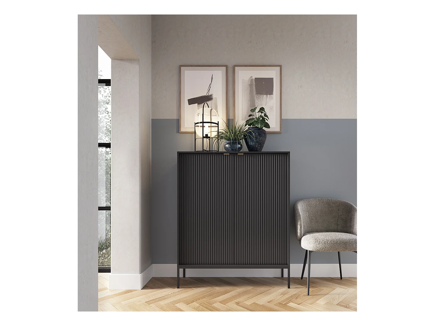 Kommode NOVA SANDS K104 mit 2 Türen Schwarz Matt