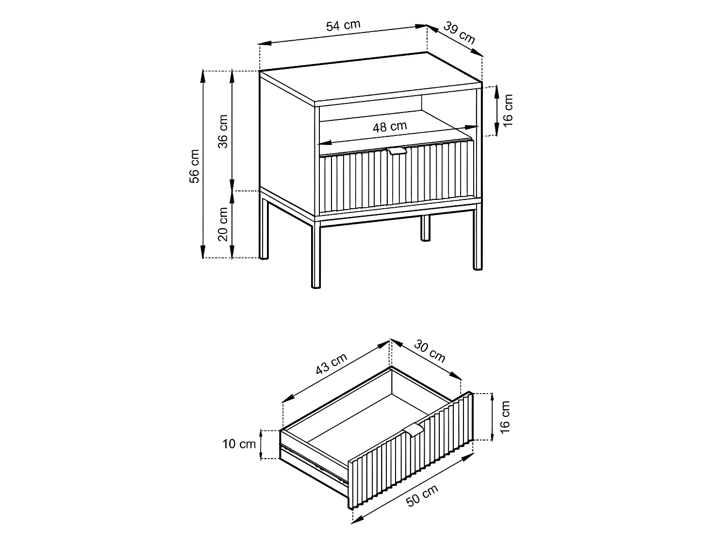 Comodino NOVA SANDS S54 bianco opaco