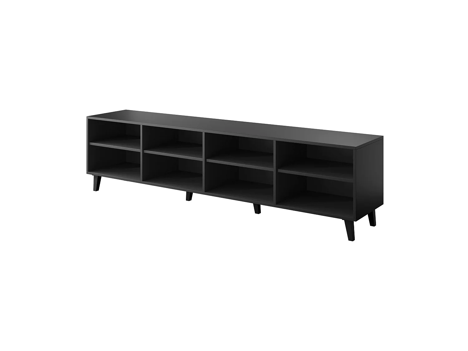 Meuble TV PHARE 200 cm - 4 portes - noir mat / chêne craft