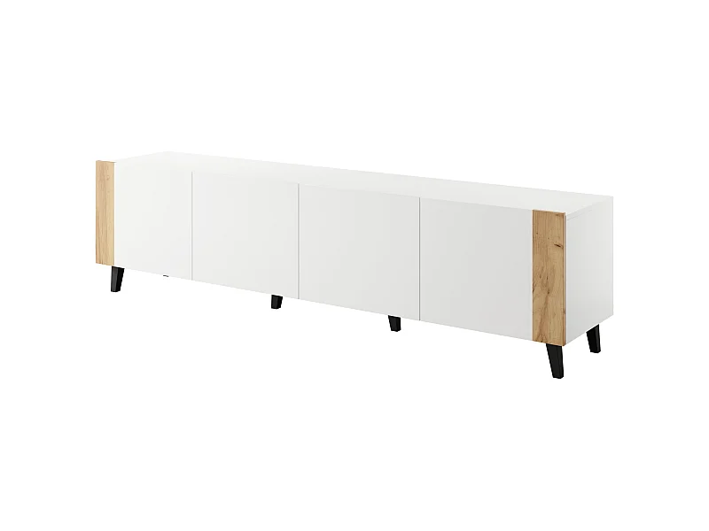 TV Schrank PHARE 200 cm - 4 Türen - Weiß Matt / Craft Eiche