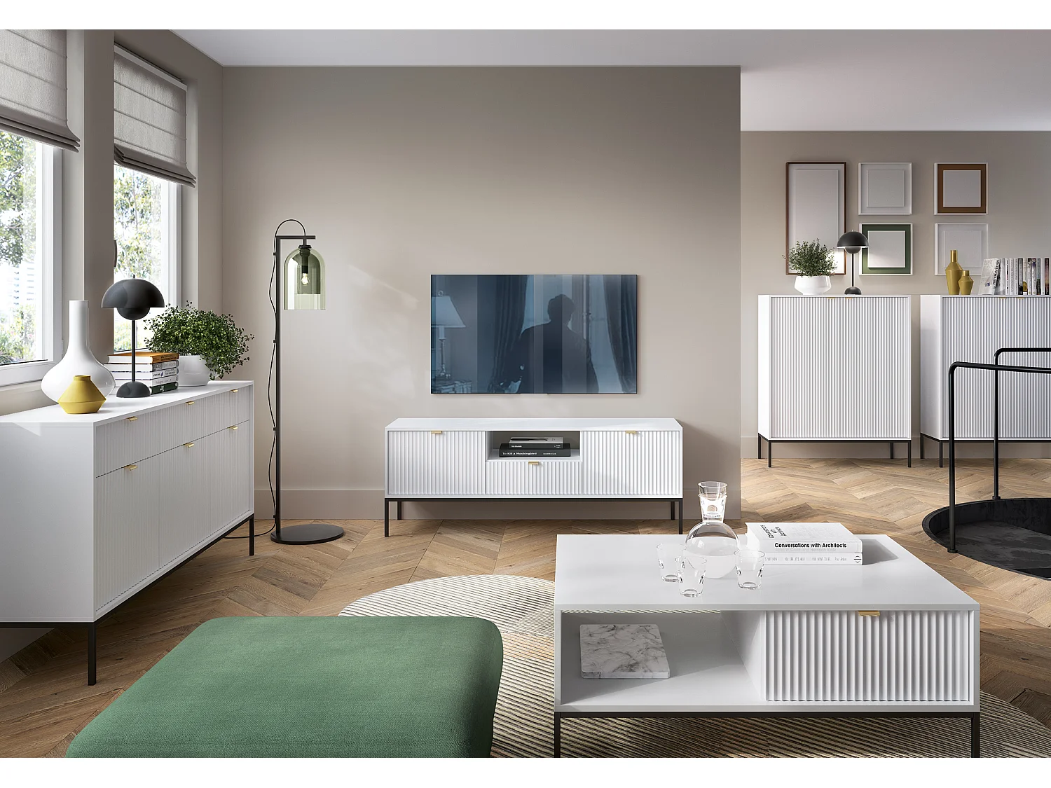 TV-meubel NOVA SANDS RTV154 Ladenkast 154 cm matte witte