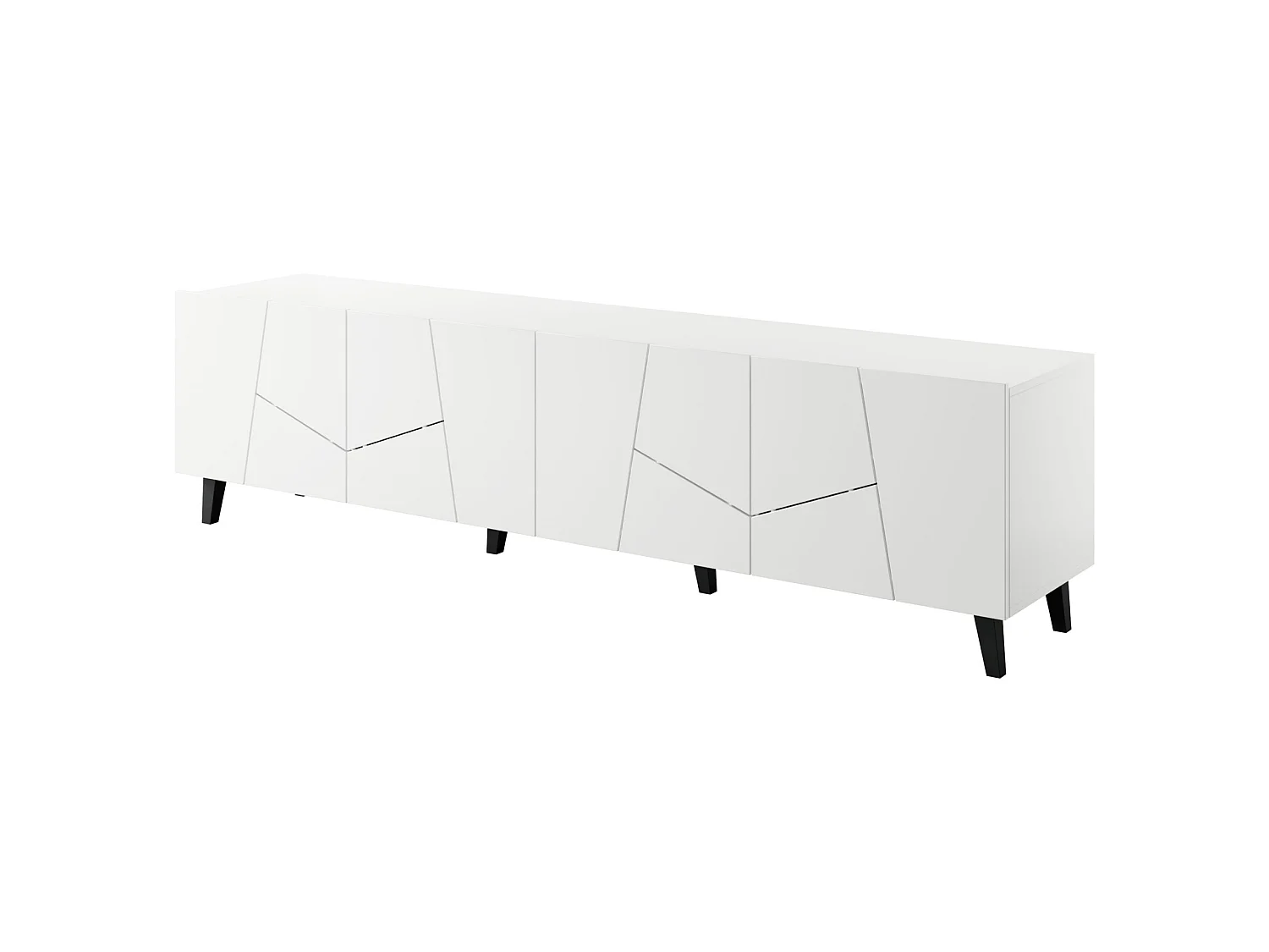 Mueble de TV VITRAIL 200 cm - 4 puertas - blanco mate