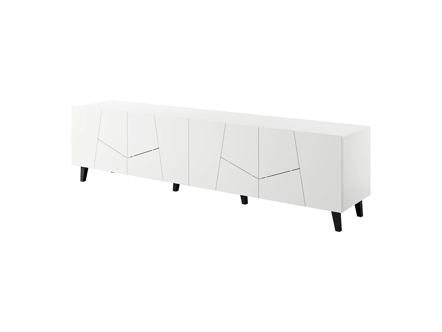 Meuble TV VITRAIL 200 cm - 4 portes - blanc mat