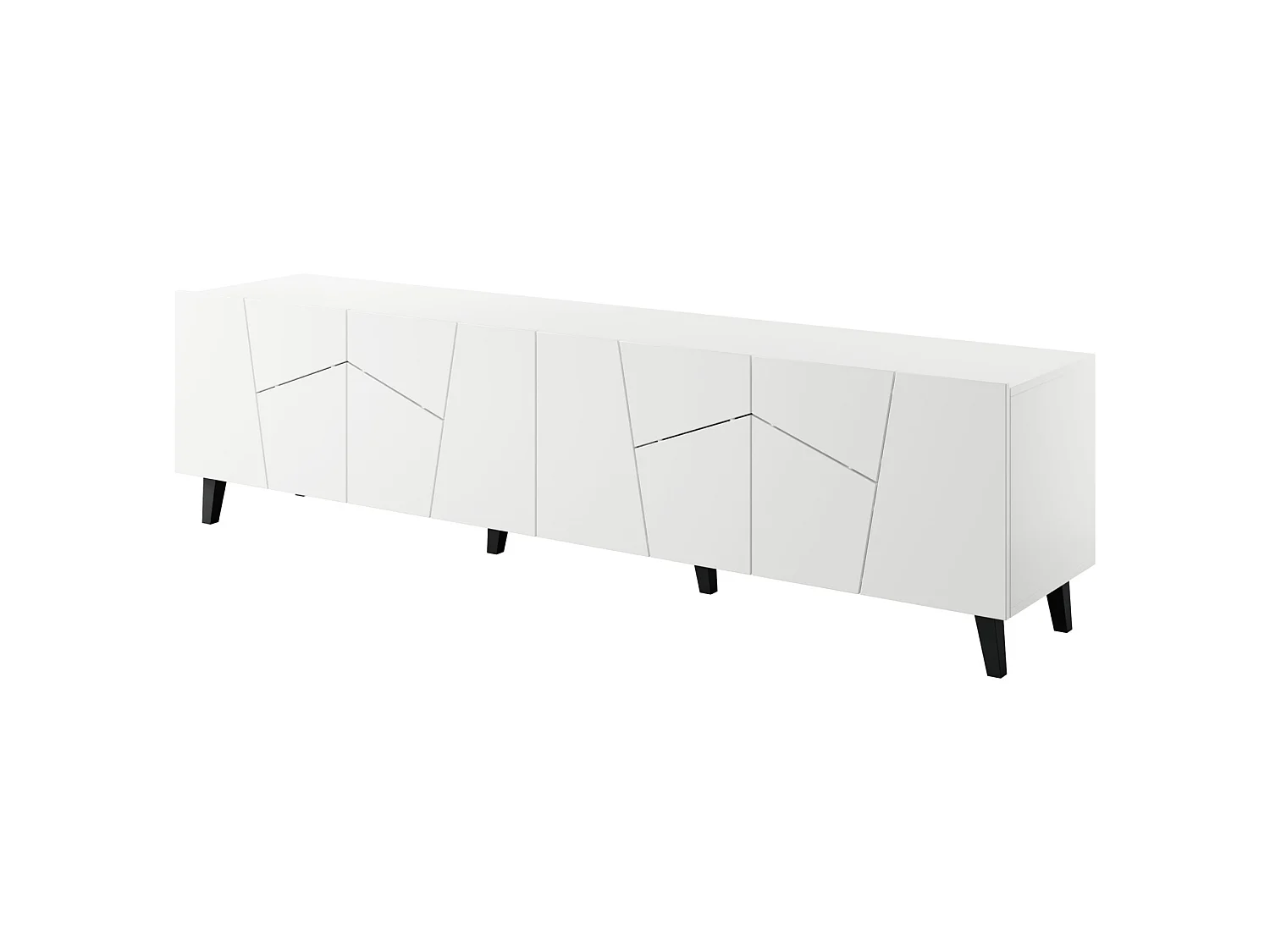 Meuble TV VITRAIL 200 cm - 4 portes - blanc mat