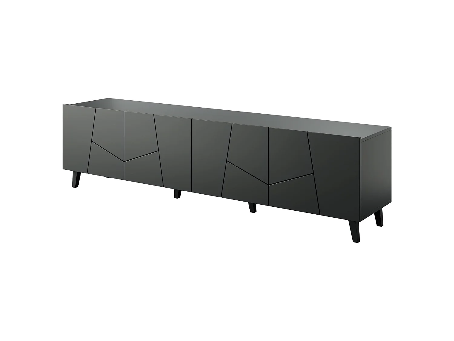 TV Schrank VITRAIL 200 cm - 4 Türen - Schwarz Matt