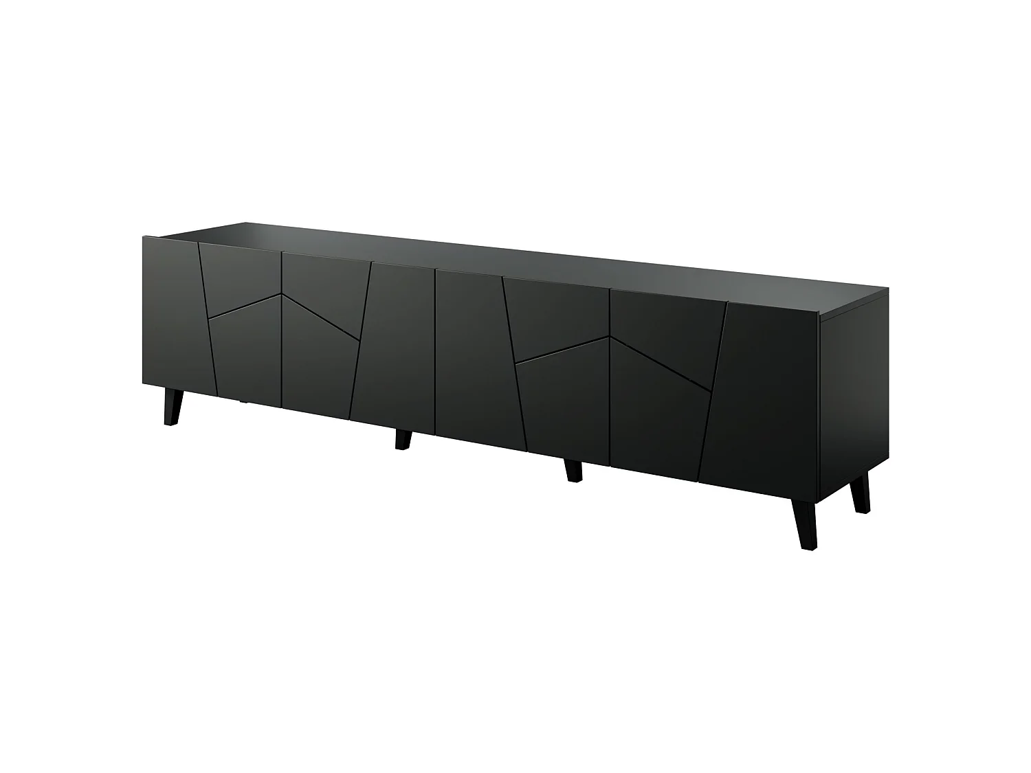 TV Schrank VITRAIL 200 cm - 4 Türen - Schwarz Matt