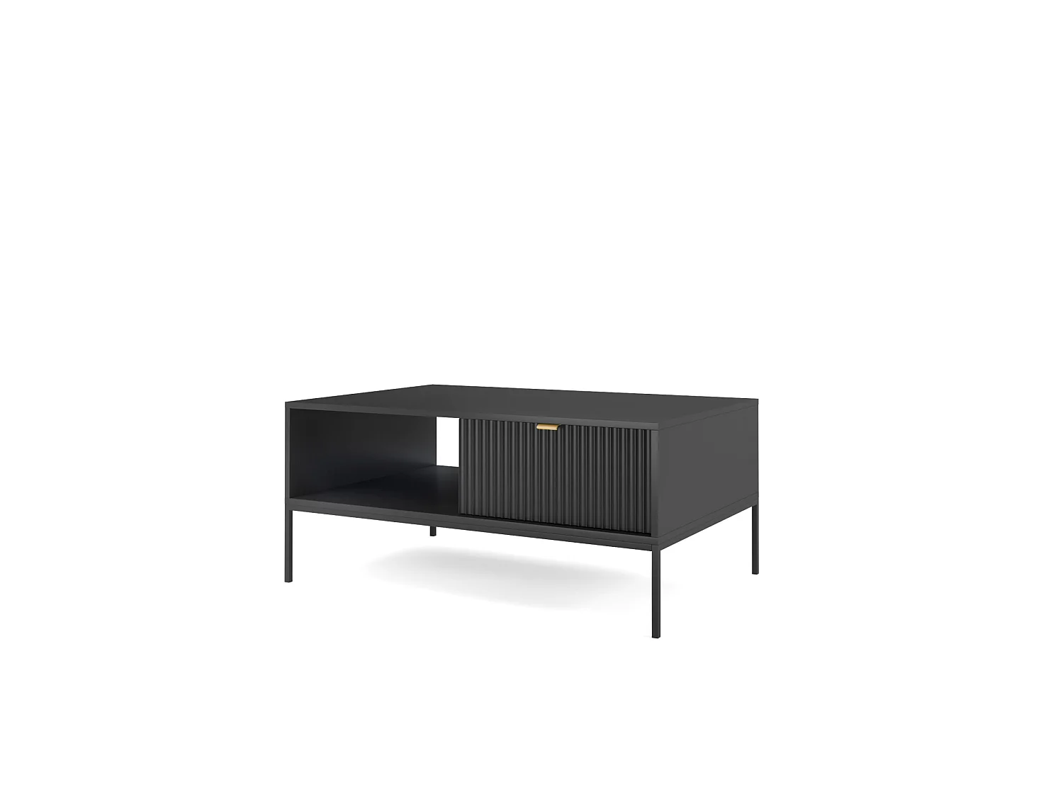 Couchtisch NOVA SANDS L104 mit 2 Schubladen 104 cm Schwarz Matt