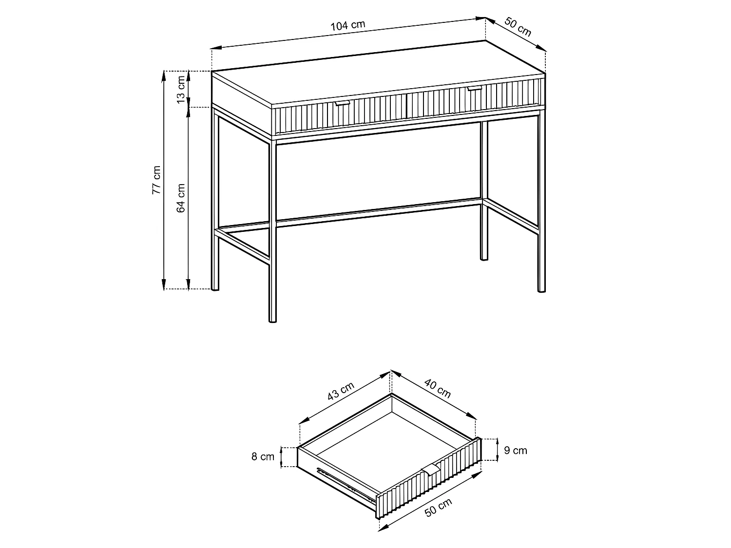 Frisiertisch NOVA SANDS T104 Konsole 104 cm Grau Matt
