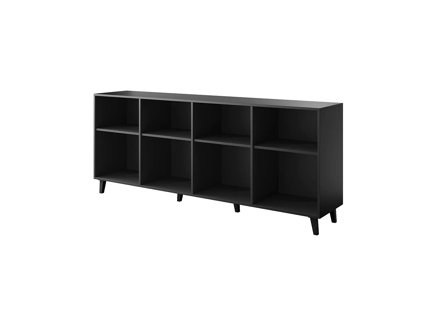 Commode VITRAIL 200 cm - Buffet avec 4 portes - noir mat