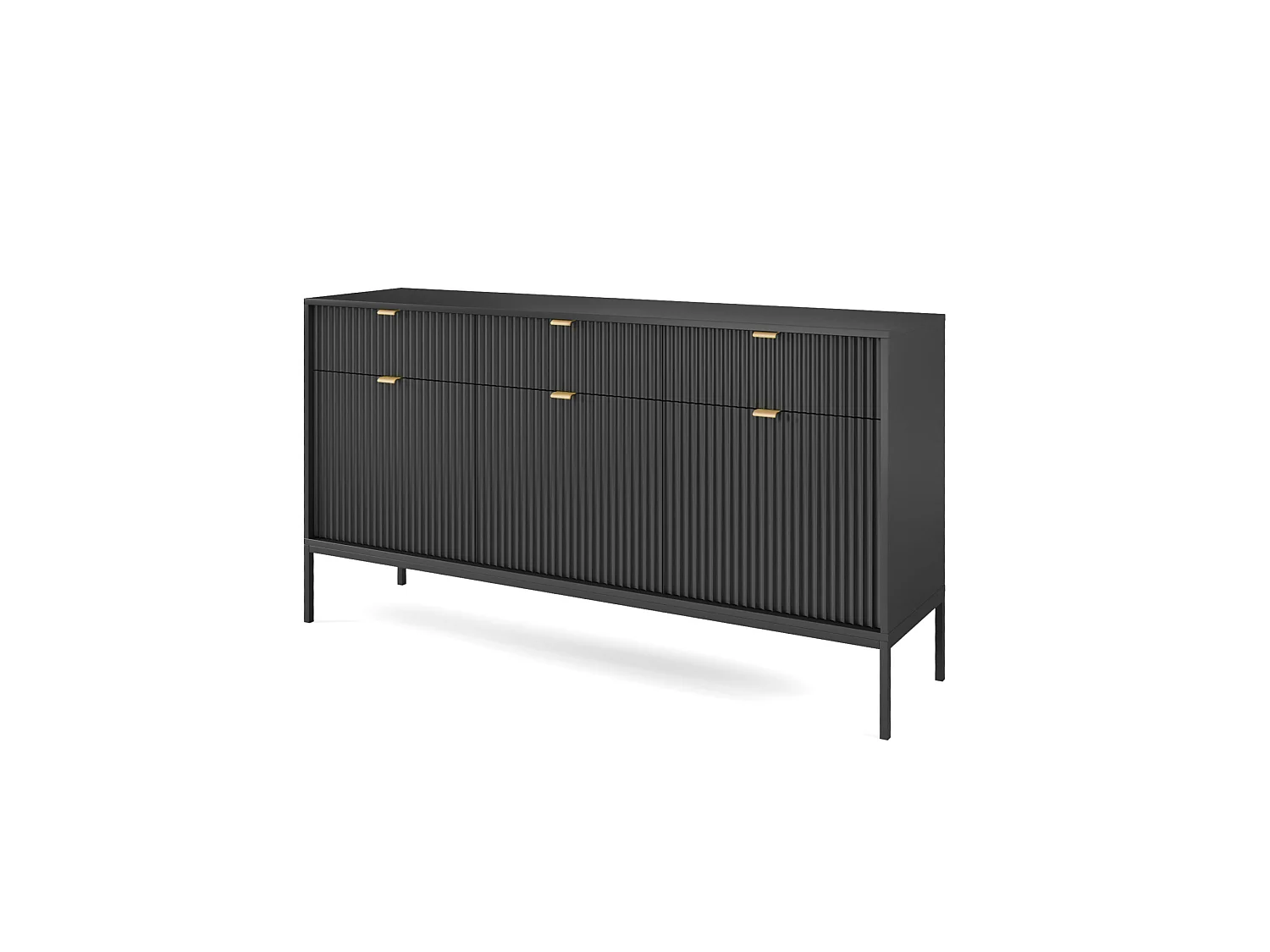 Commode NOVA SANDS KSZ154 Buffet avec 3 tiroirs noir mat