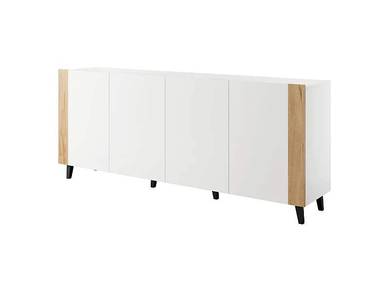 Kommode PHARE 200 cm - 4 Türen - Weiß Matt / Craft Eiche