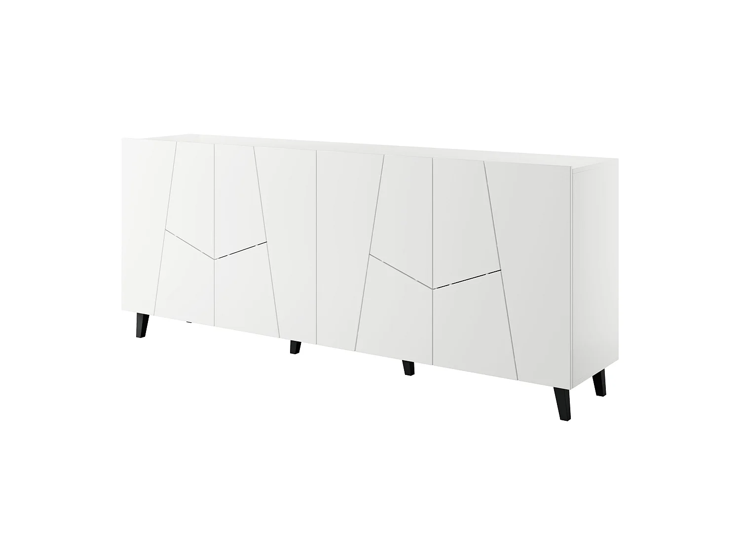 Commode VITRAIL 200 cm - Buffet avec 4 portes - blanc mat