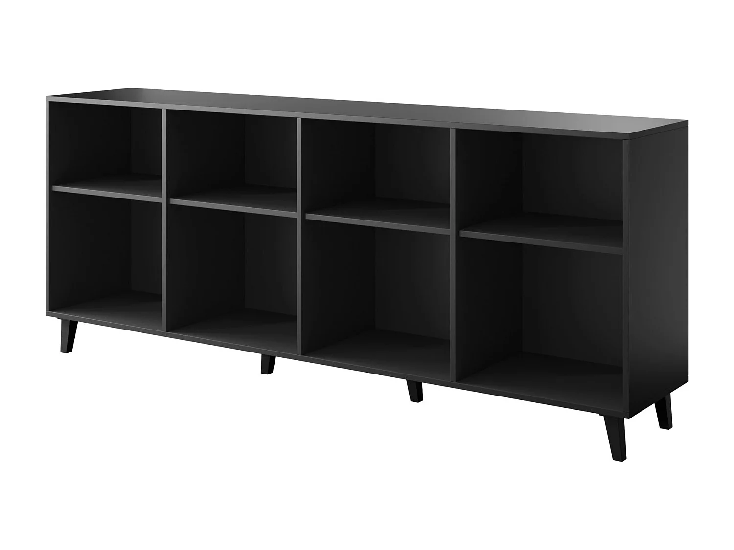 Ladekast VITRAIL 200 cm - 4 deuren - mat zwart / craft eiken