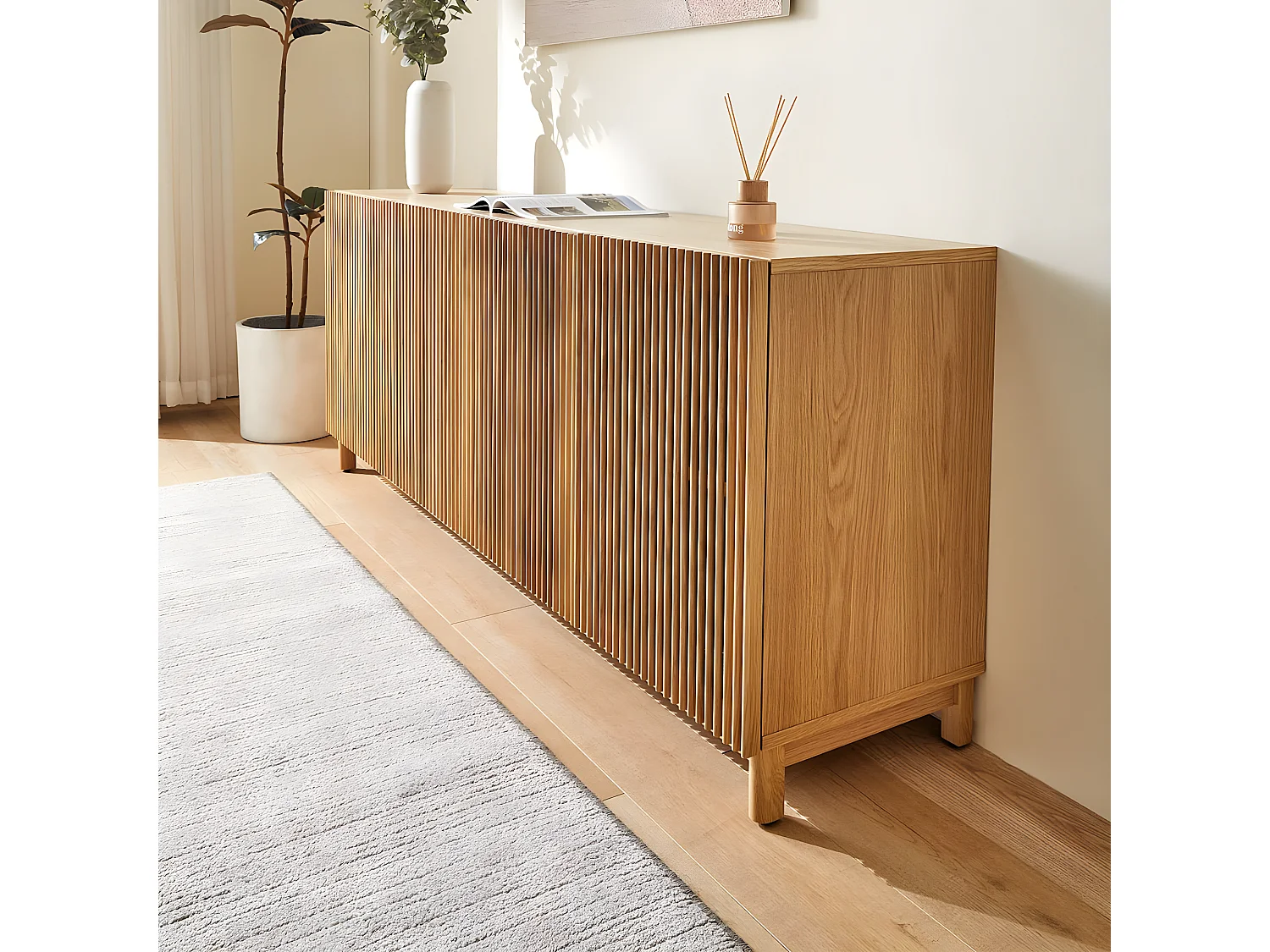 Buffet 4 portes bois/frêne 180 cm - Umea