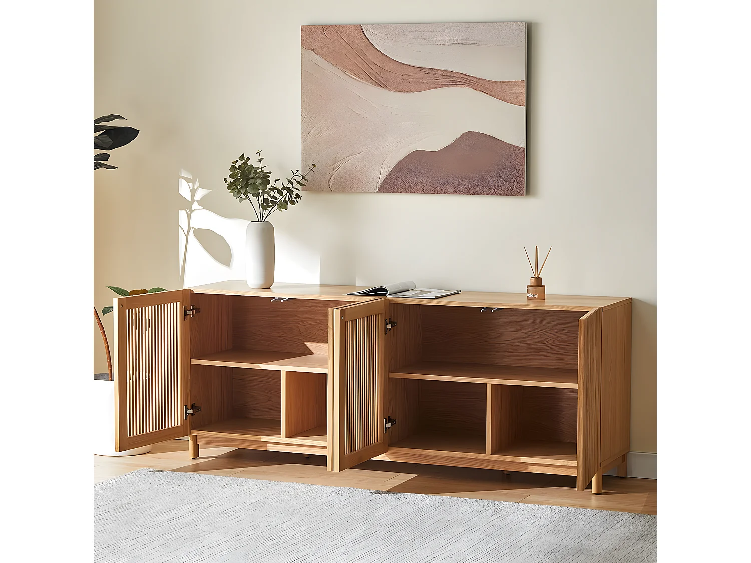 Buffet 4 portes bois/frêne 180 cm - Umea