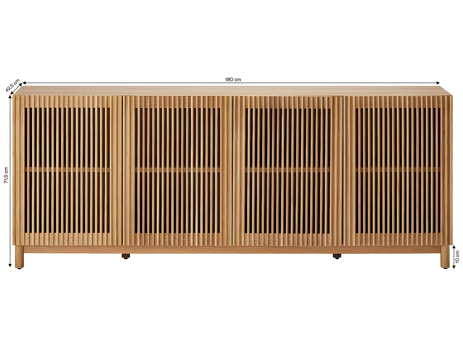 Buffet 4 portes bois/frêne 180 cm - Umea