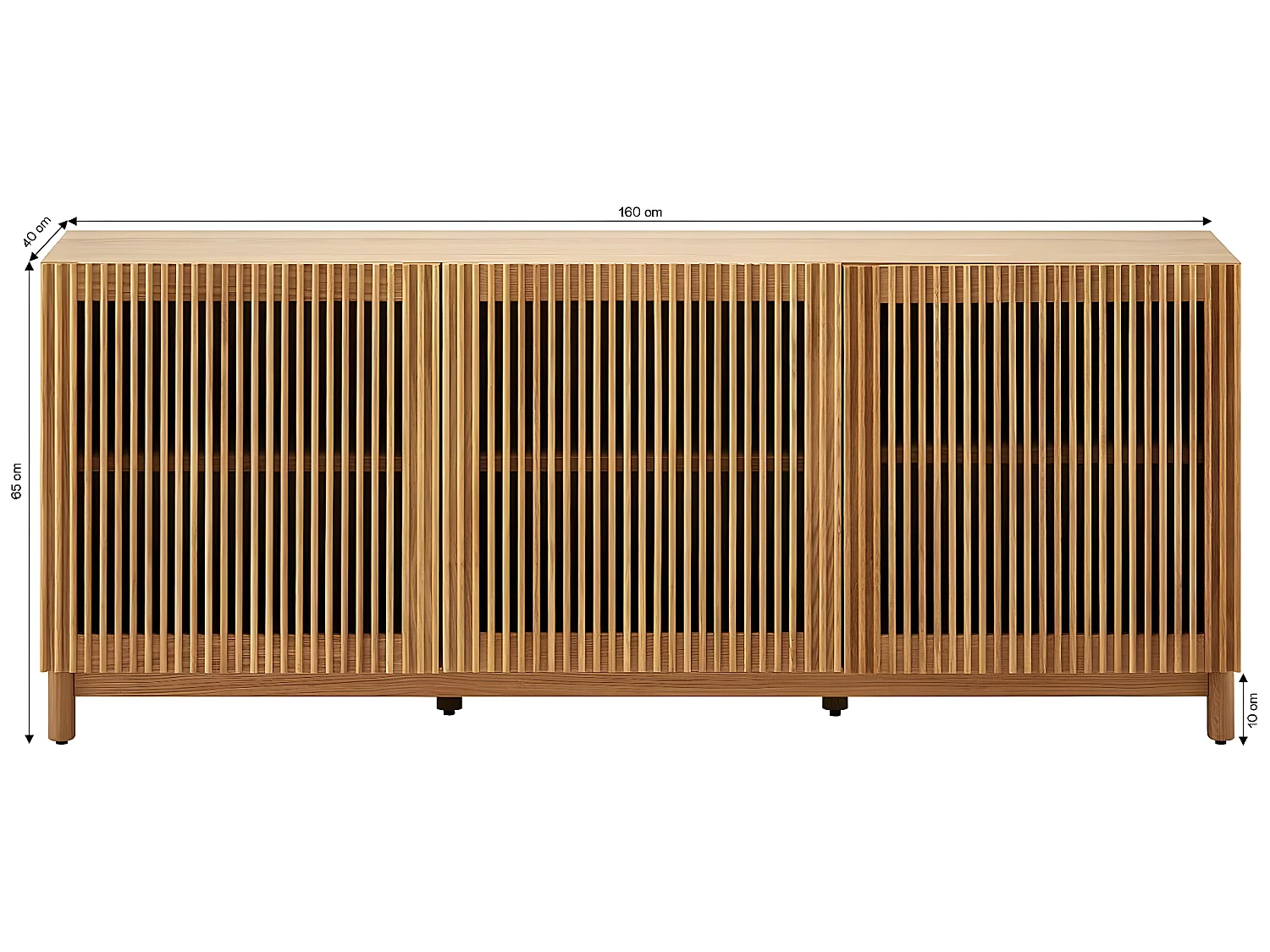 Buffet 3 portes bois/frêne 160 cm - Umea