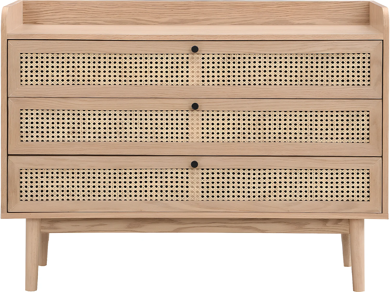 Commode 3 tiroirs en bois et cannage naturel 105 cm - Eden