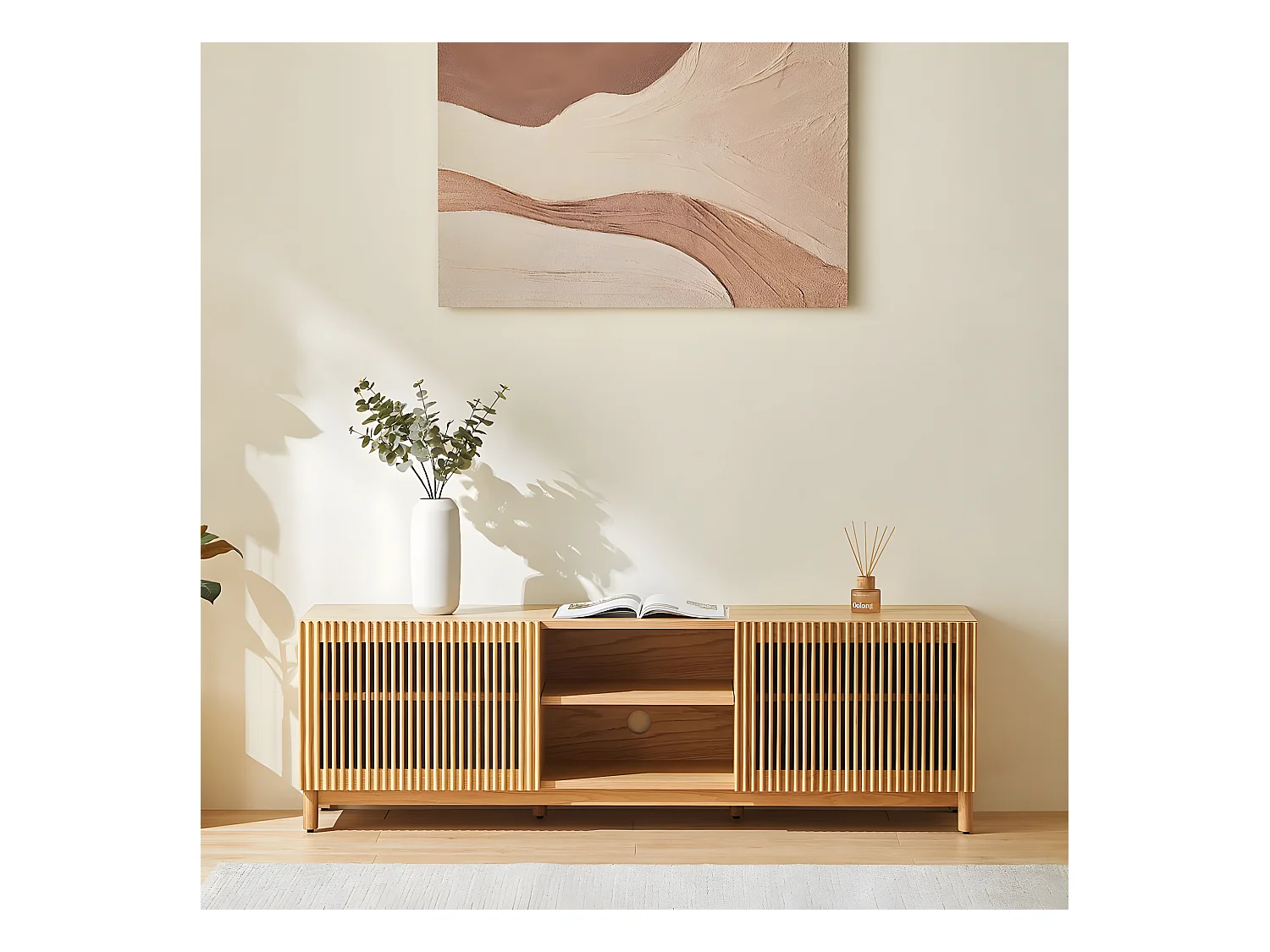 Meuble TV 2 portes en bois 160 cm - Umea
