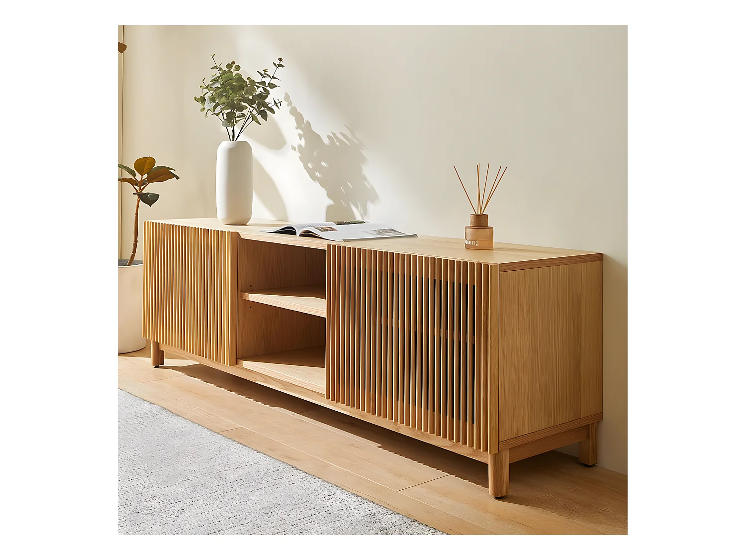 Meuble TV 2 portes en bois 160 cm - Umea