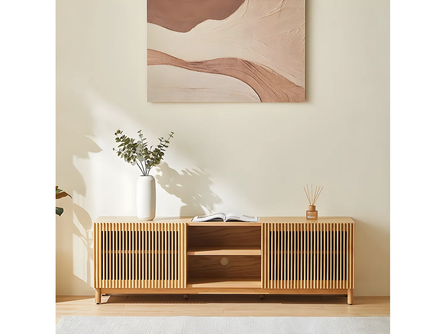 Meuble TV 2 portes en bois 160 cm - Umea