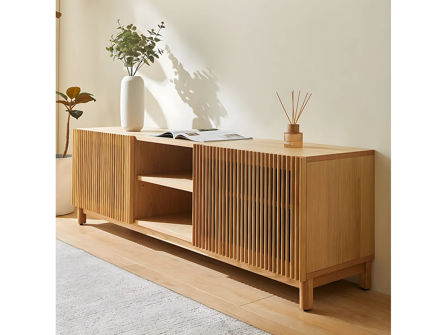 Meuble TV 2 portes en bois 160 cm - Umea