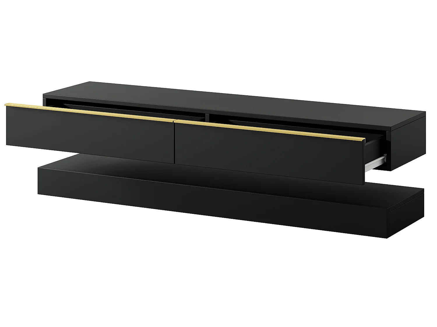 Meuble TV - 140 cm - noir - HYLIA