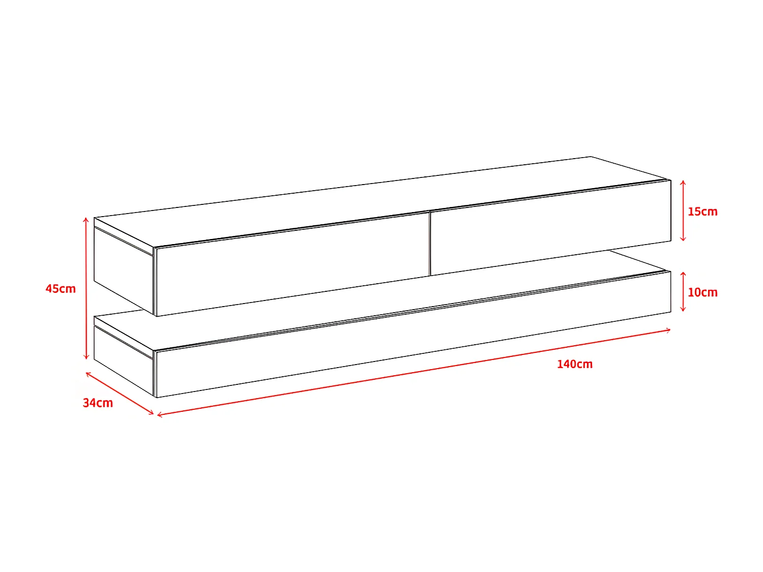 Meuble TV - 140 cm - noir - HYLIA
