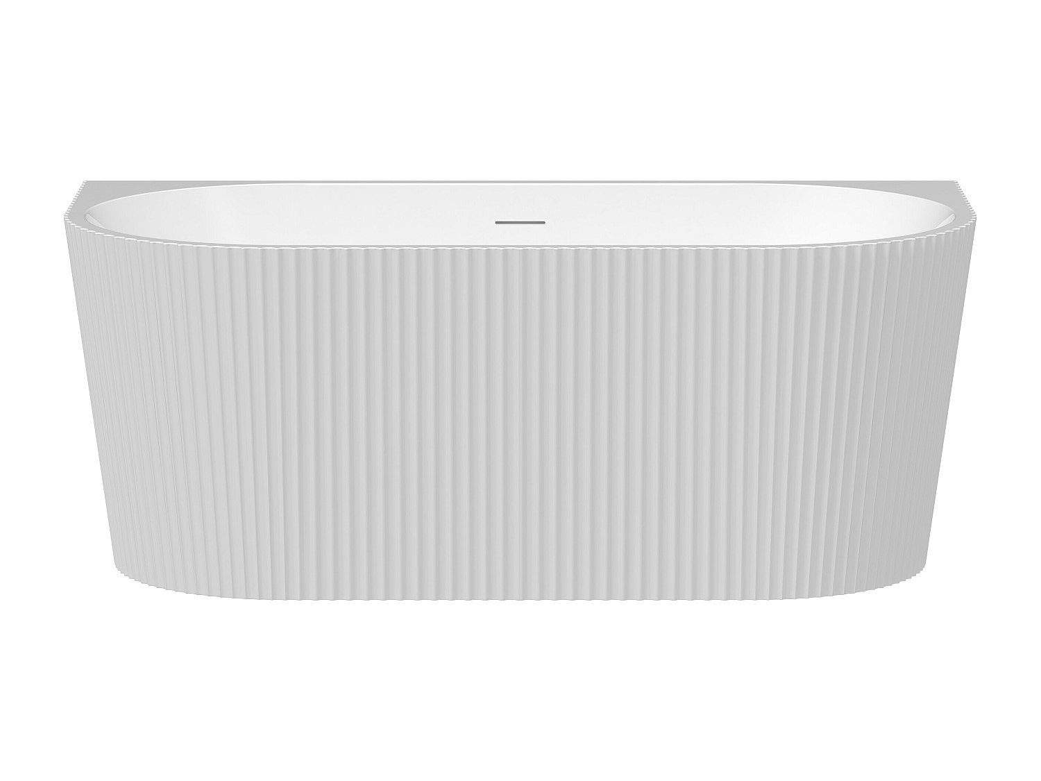 Vente-unique Halb freistehende gerillte Badewanne 170,5 x 80 x 58,5 cm Acryl Weiß glänzend 250 L ZELINA 7381252