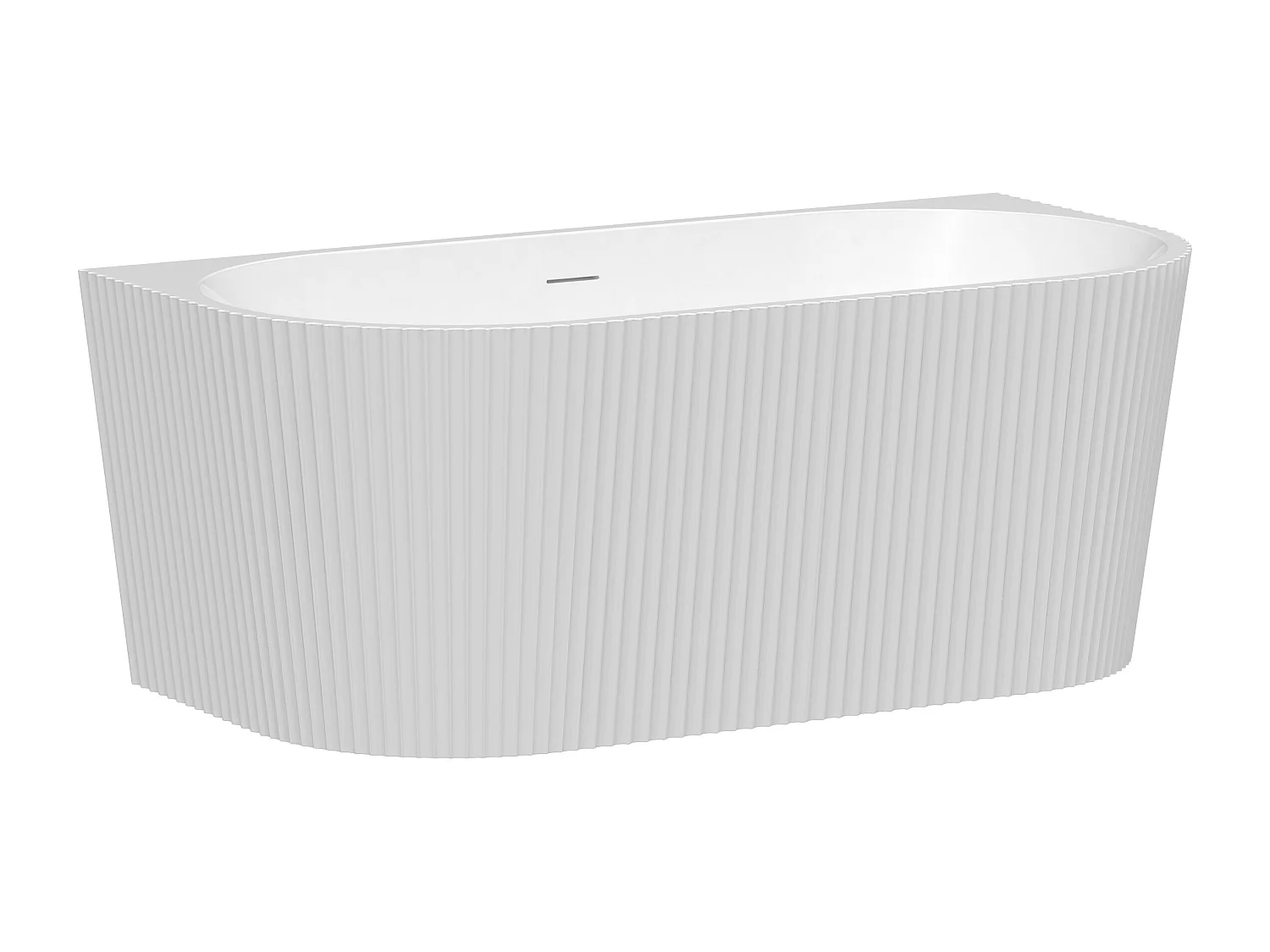 Geribbeld, halfvrijstaand bad - 250 liter - 170,5 x 80 x 58,5 cm - Glanzend wit - Acryl - ZELINA