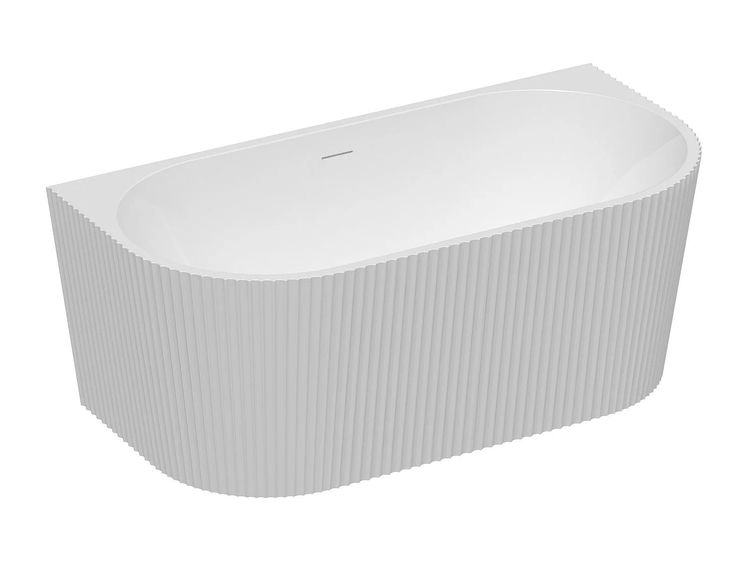 Geribbeld, halfvrijstaand bad - 250 liter - 170,5 x 80 x 58,5 cm - Glanzend wit - Acryl - ZELINA