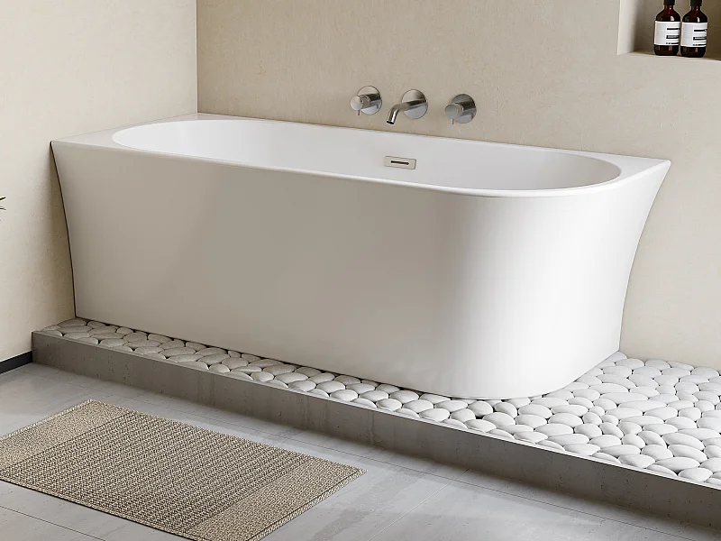 Baignoire d'angle - 228 L - 170 x 75 x 59 cm - Blanche - Acrylique - Angle gauche - PONTICOLA