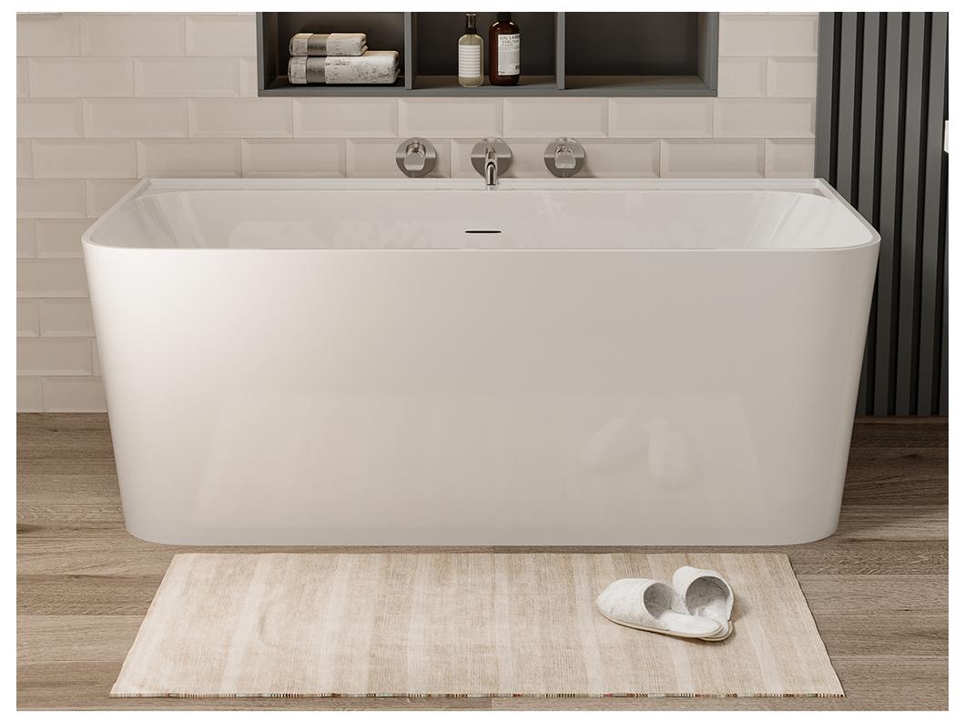 Halb freistehende Badewanne rechteckig - 216 L - 150 x 75 x 60 cm - Acryl - Weiß glänzend - ATESA