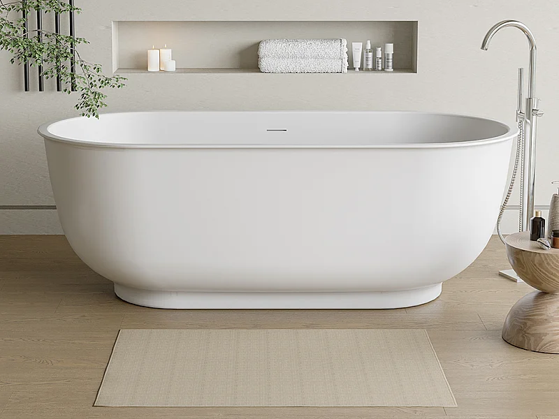 Vasca da bagno freestanding ovale 257 litri 170 x 80 x 60 cm Bianco opaco Acrilico - BOGLIETA