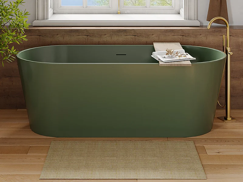 Banheira clássica oval 255 L, 159 x 74 x 56 cm, acrílico verde-oliva fosco - LUZECA