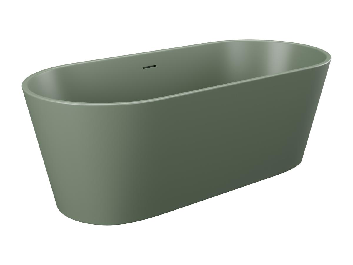 Freistehende Badewanne oval - 255 L - 159 x 74 x 56 cm - Acryl - Grün matt günstig online kaufen