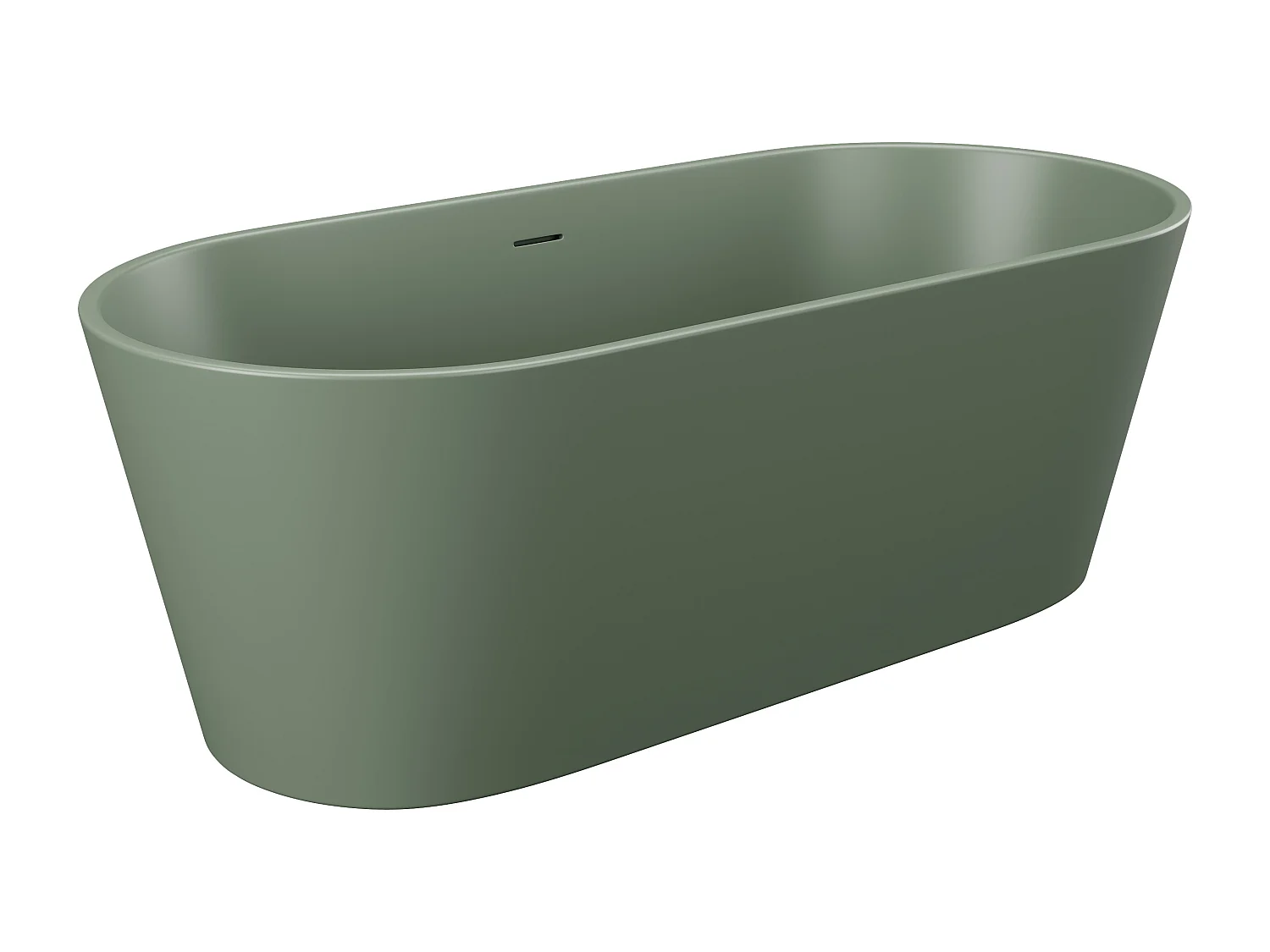 Freistehende Badewanne oval - 255 L - 159 x 74 x 56 cm - Acryl - Khaki matt - LUZECA