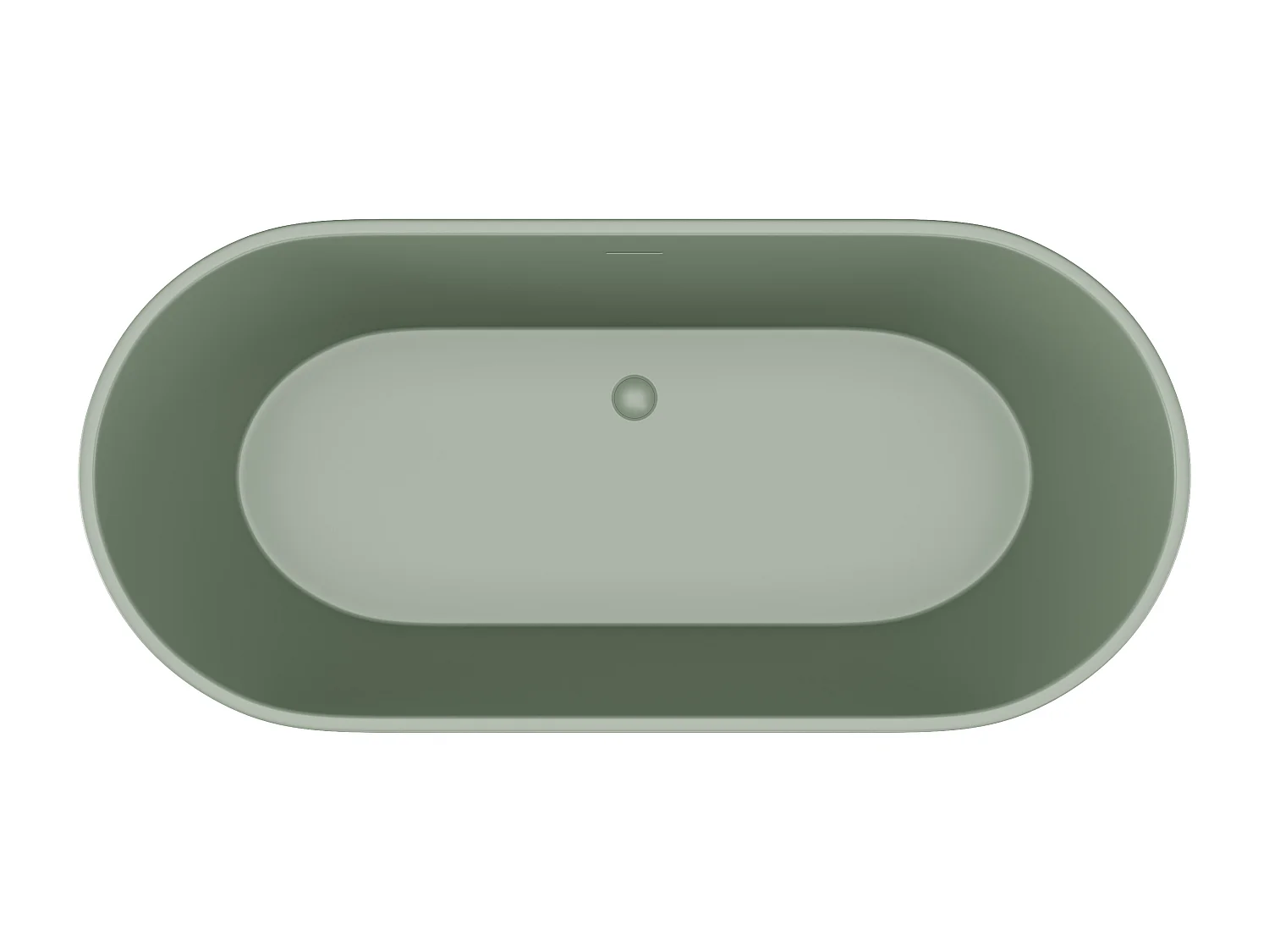 Freistehende Badewanne oval - 255 L - 159 x 74 x 56 cm - Acryl - Khaki matt - LUZECA