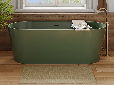 Wanna wolnostojąca owalna - 255 l - 159 x 74 x 56 cm - Oliwkowa zieleń matowa - Akryl - LUZECA