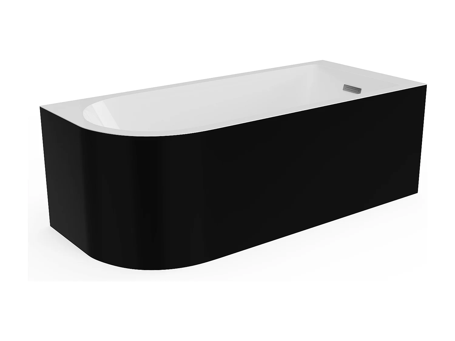 Bañera de esquina - 201L - 150 x 75 x 58 cm - Negro brillante - Ángulo recto - ANIKA