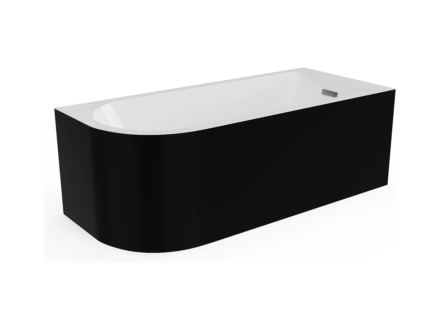 Wanna narożna - 201 l - 150 x 75 x 58 cm - Czarny z połyskiem - Prawostronna - ANIKA