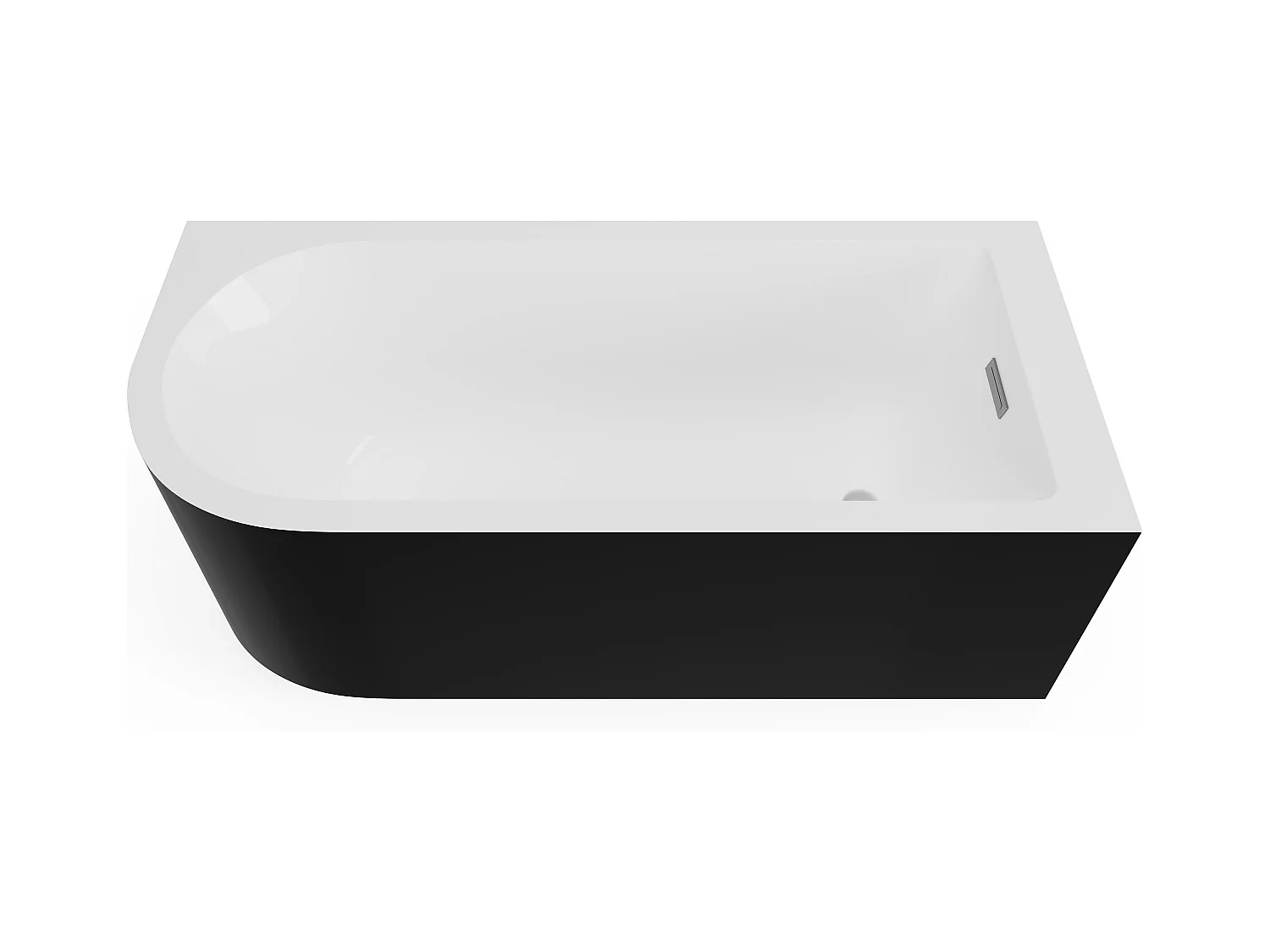 Wanna narożna - 201 l - 150 x 75 x 58 cm - Czarny z połyskiem - Prawostronna - ANIKA