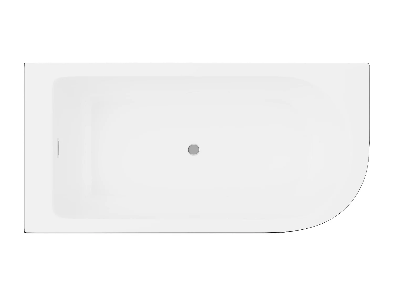 Eckbadewanne - 201 L - 150 x 75 x 58 cm - Schwarz glänzend - Ecke links - ANIKA