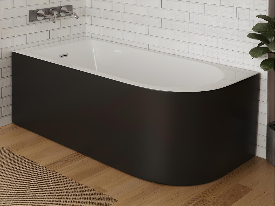 Vasca angolare 201 litri 150 x 75 x 58 cm Nero brillante Angolo a sinistra - ANIKA