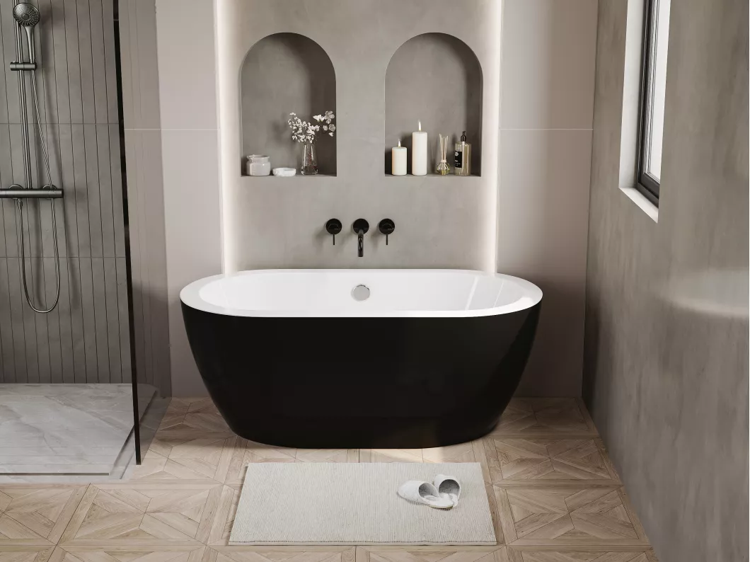 Kauf Unique Freistehende Badewanne - 178 L - 149 x 75 x 58 cm - Schwarz glänzend - Acryl - ADRINA