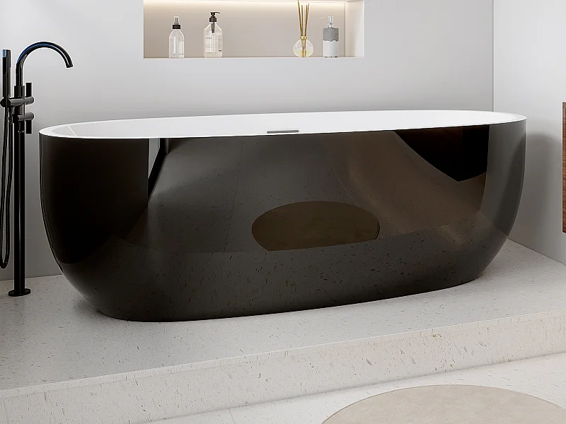 Bañera independiente - 238L - 170 x 80 x 58 cm - Negra - Acrílico - NICA