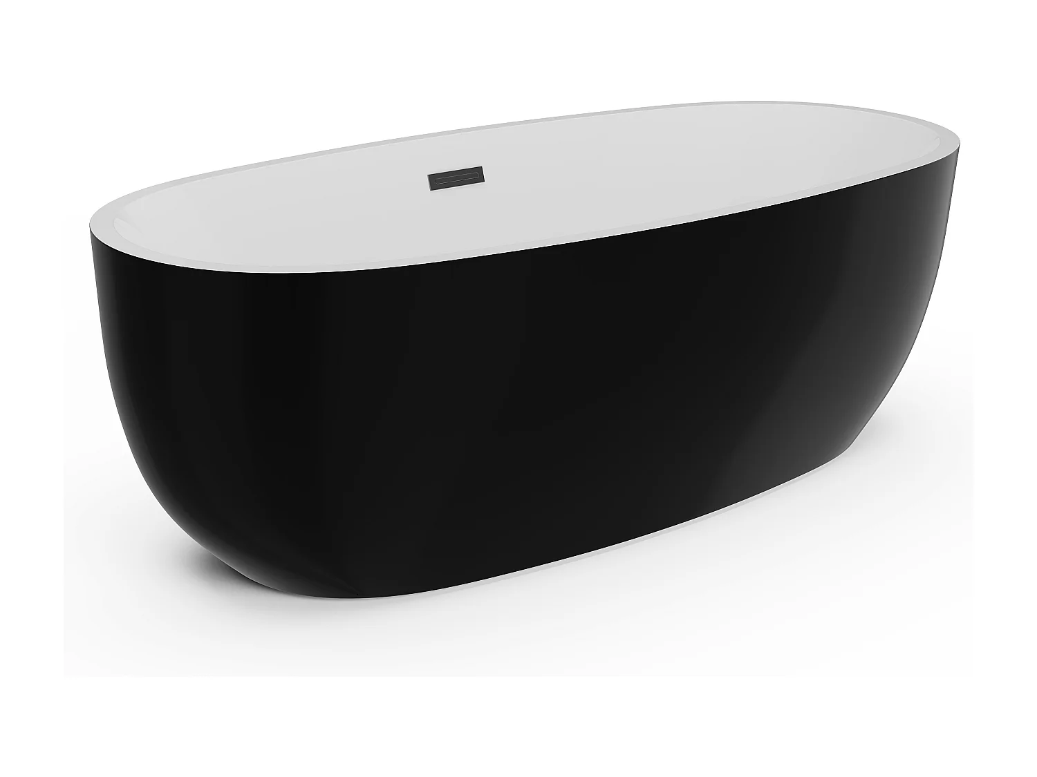 Freistehende Badewanne - 238 L - 170 x 80 x 58 cm - Schwarz - Acryl - NICA