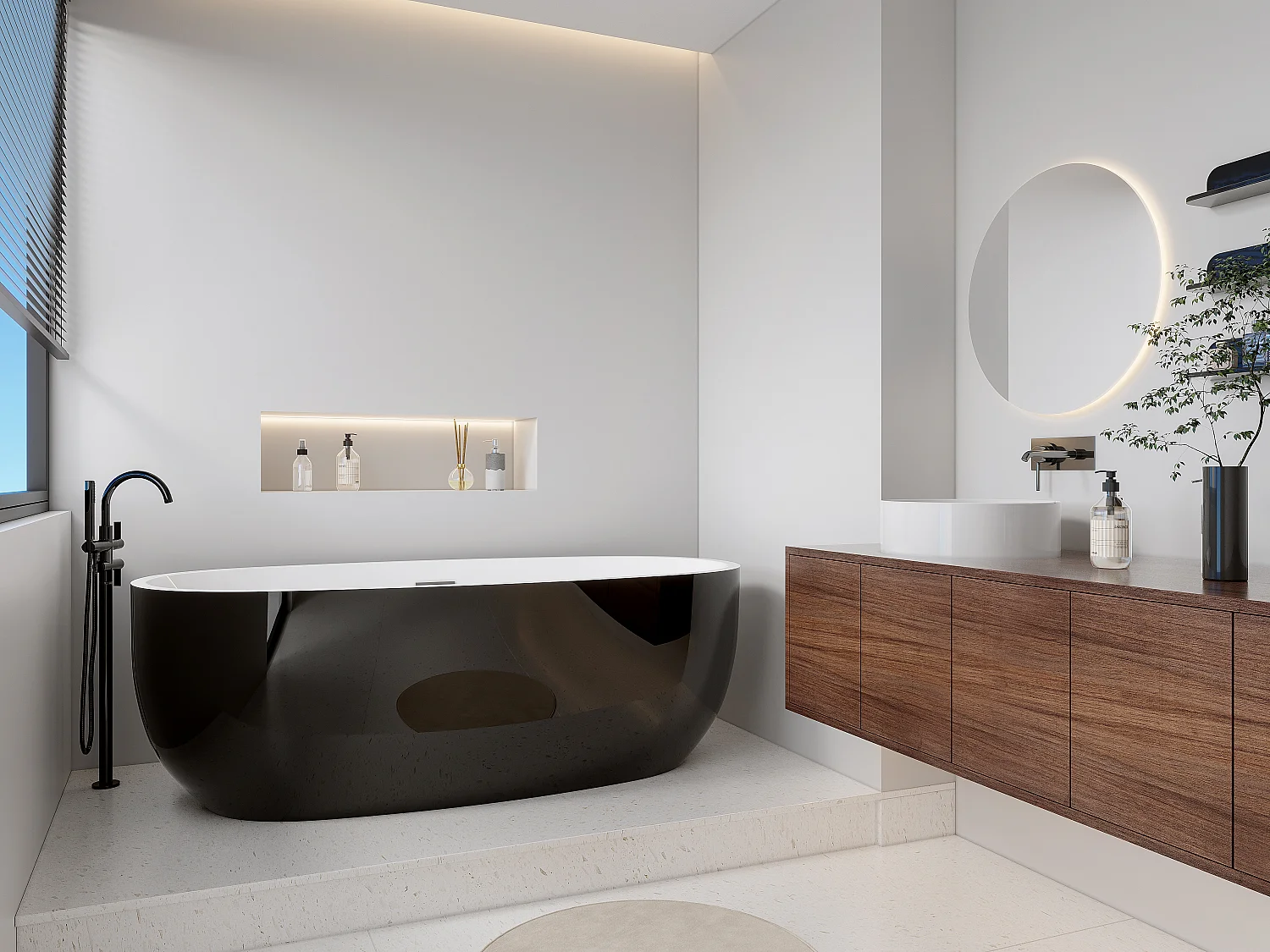 Freistehende Badewanne - 238 L - 170 x 80 x 58 cm - Schwarz - Acryl - NICA