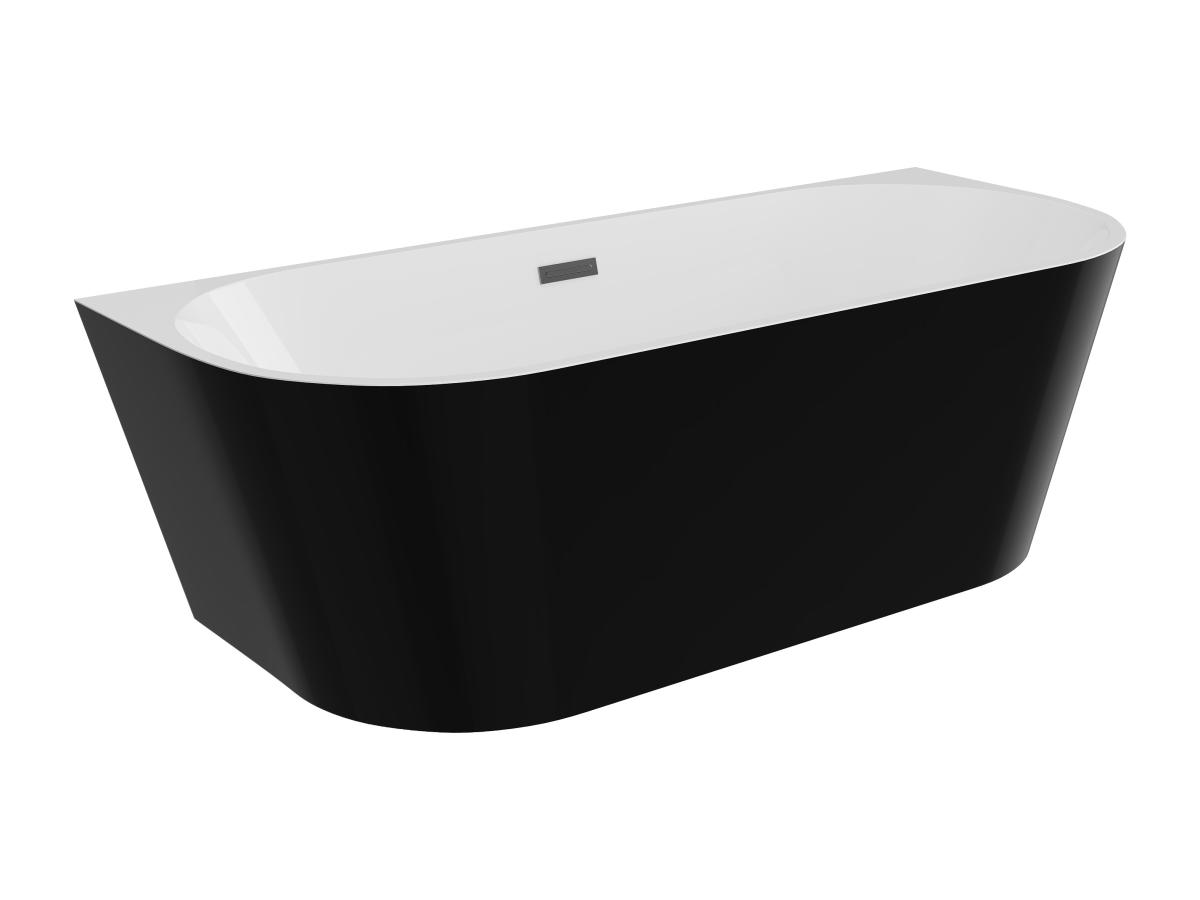 Halb freistehende Badewanne - 255 L - 180 x 75 x 58 cm - Schwarz glänzend - günstig online kaufen