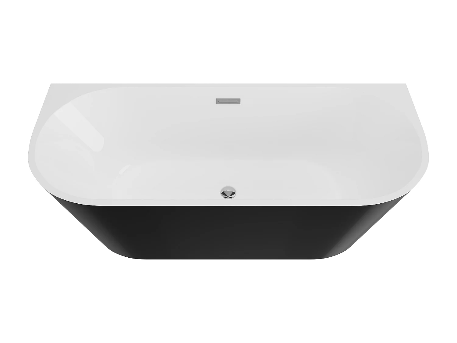 Baignoire semi îlot - 255L - 180 x 75 x 58 cm - Noir brillant - Acrylique - DIVINA